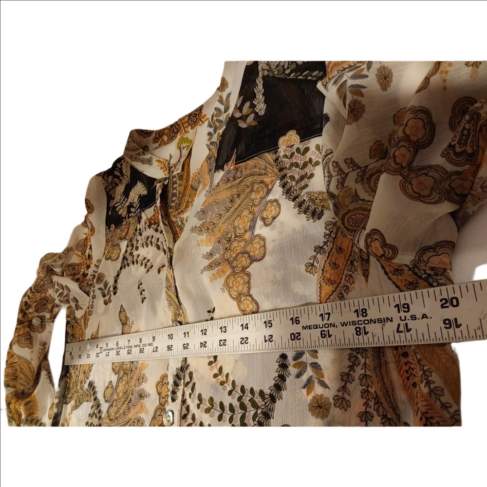 Fig and Flower Floral Sheer Button-Up Blouse S - Picture 5 of 9